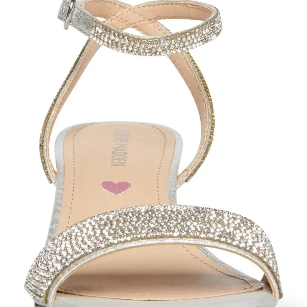 Steve Madden Silver Rhinestone Ankle-Strap Dress Sandal